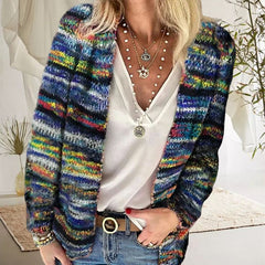 Women's Rainbow Striped Cardigan Coat