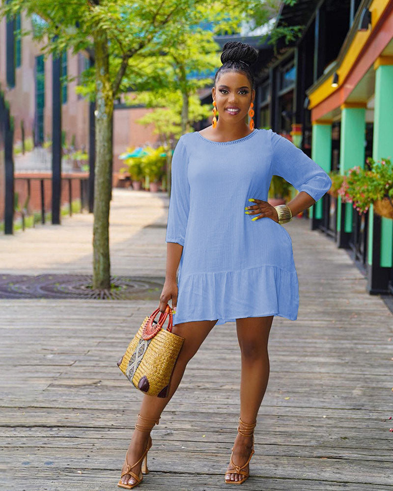 Solid Short Sleeve Tee Dress