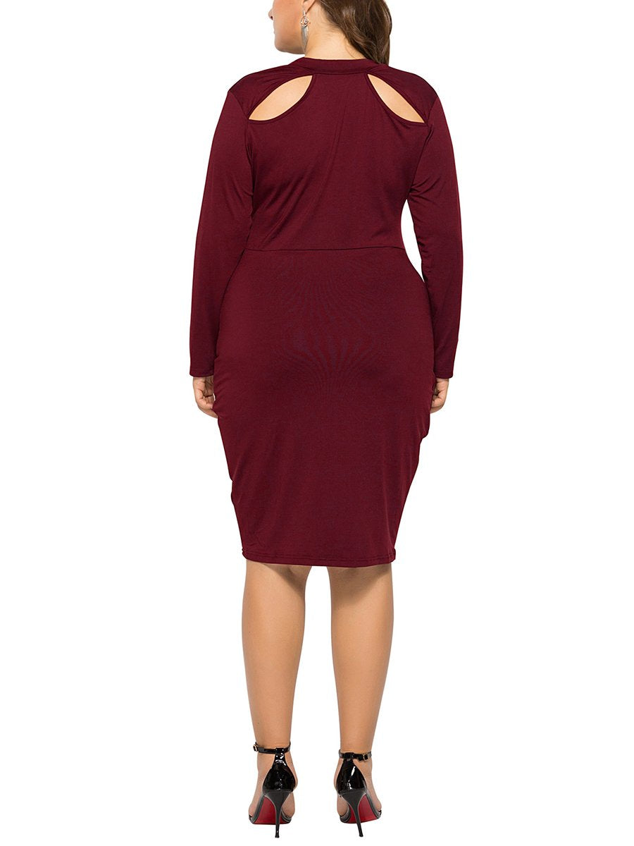 Plus Size Woman Plain Sexy Bodycon Dress