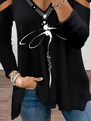 Plus size Dragonfly Printed Shirts & Tops