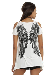 Plus Off shoulder Short sleeve Floral T-Shirts
