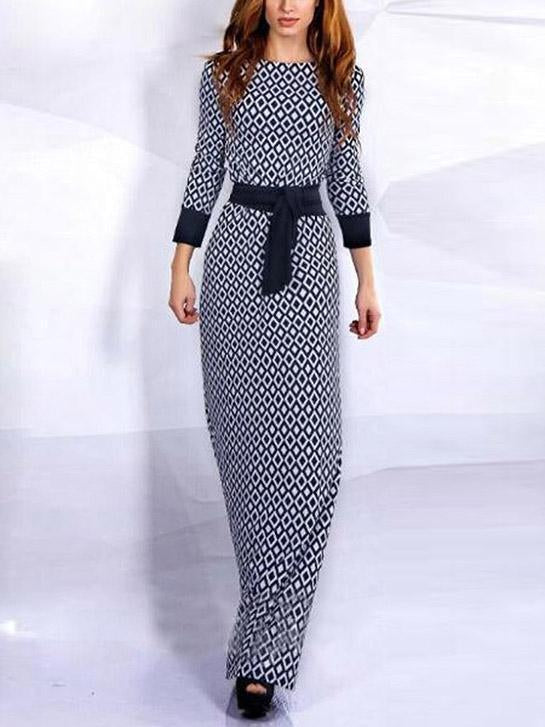 Pretty Long Sleeve Floor Maxi Dress