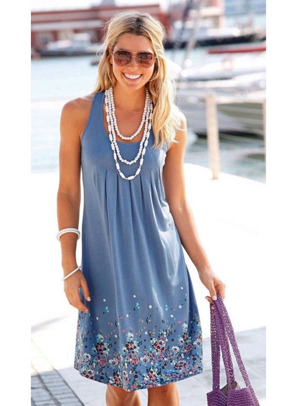 Printed Sleeveless Loose Dress