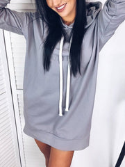 Plain Woman Long Hooded Sweatshirts