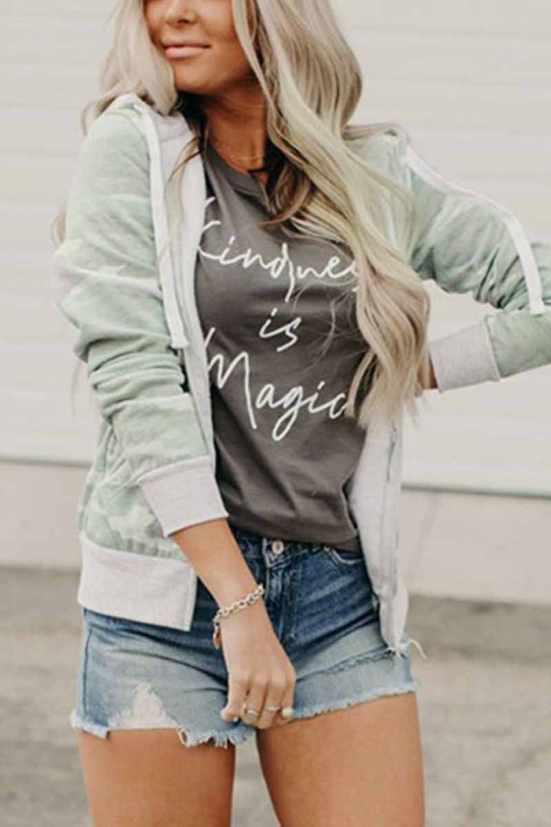 Printed Camouflage Hooded Jacket