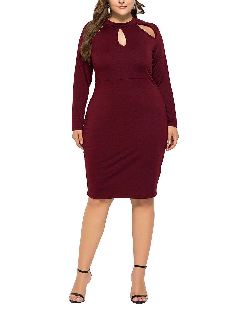 Plus Size Woman Plain Sexy Bodycon Dress