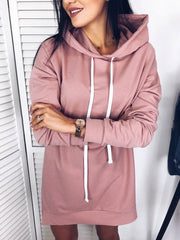 Plain Woman Long Hooded Sweatshirts