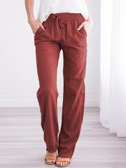 Plain tie waist autumn casaul long pants