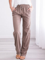 Plain tie waist autumn casaul long pants