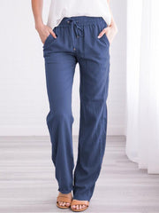 Plain tie waist autumn casaul long pants