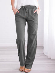 Plain tie waist autumn casaul long pants