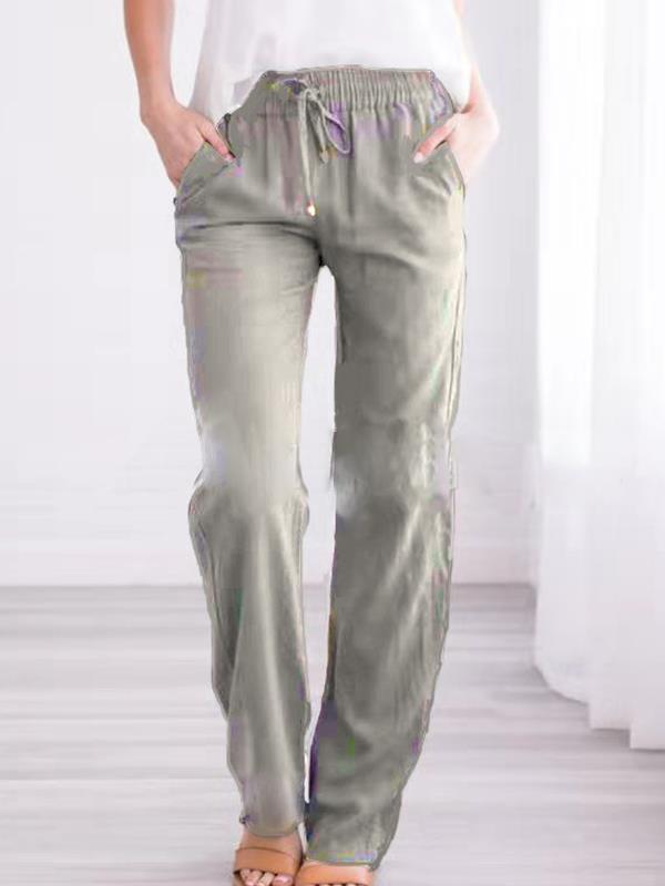 Plain tie waist autumn casaul long pants