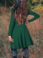 Plain Long Sleeves Crew Neck Plus Size Casual Dresses