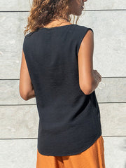 Pure Color Casual Loose Sleeveless Square Neck Top Vests