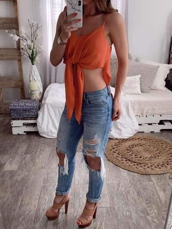 Plus Size Solid color sexy halter top Women vests