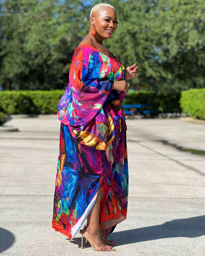 Oversize Bright Sea Of Colors Kaftan