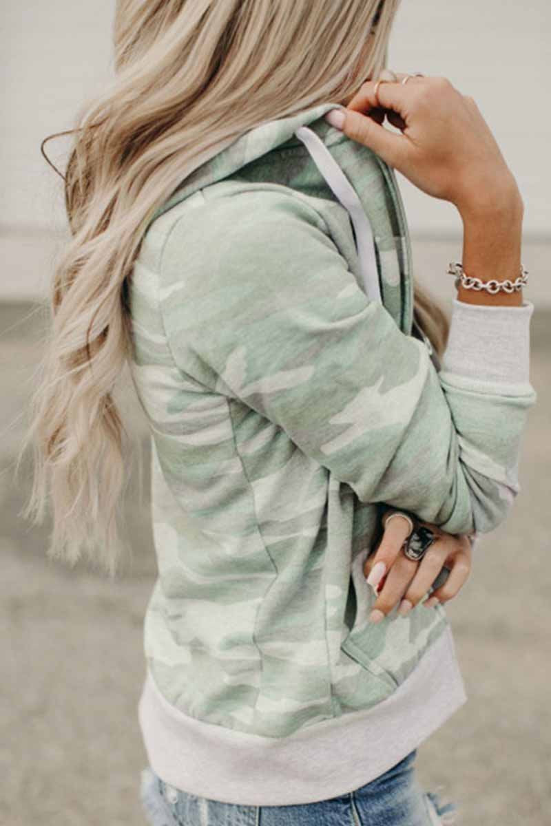 Printed Camouflage Hooded Jacket