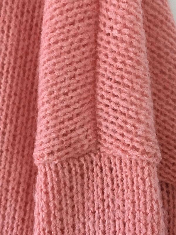Plus Size V Neck with Gloves Knitted Irregular Long Sleeve Sweater