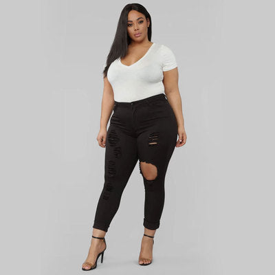 Plus Size Slim Ripped Jeans