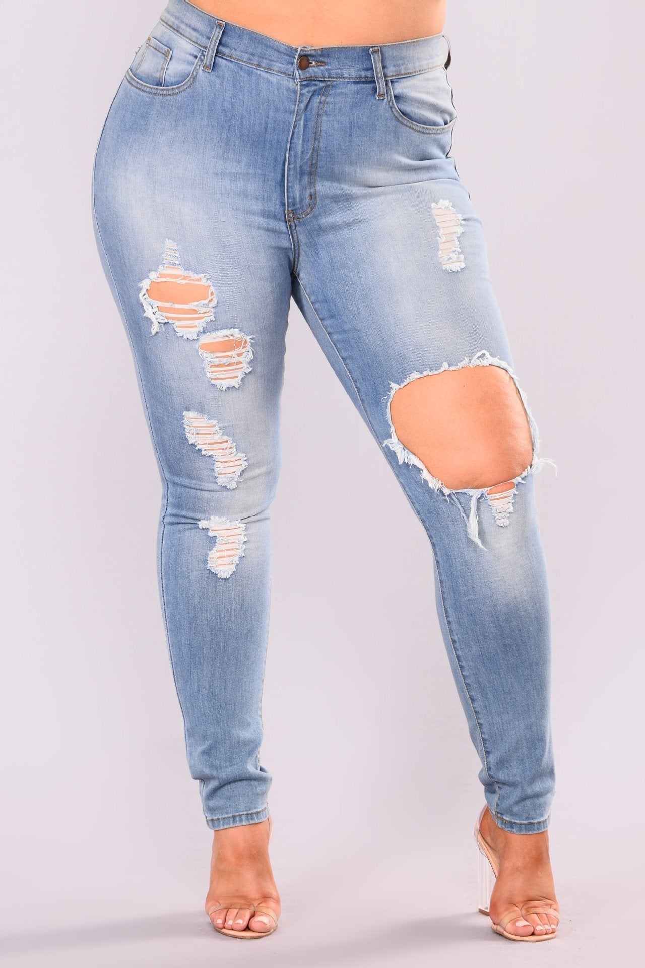 Plus Size Slim Ripped Jeans