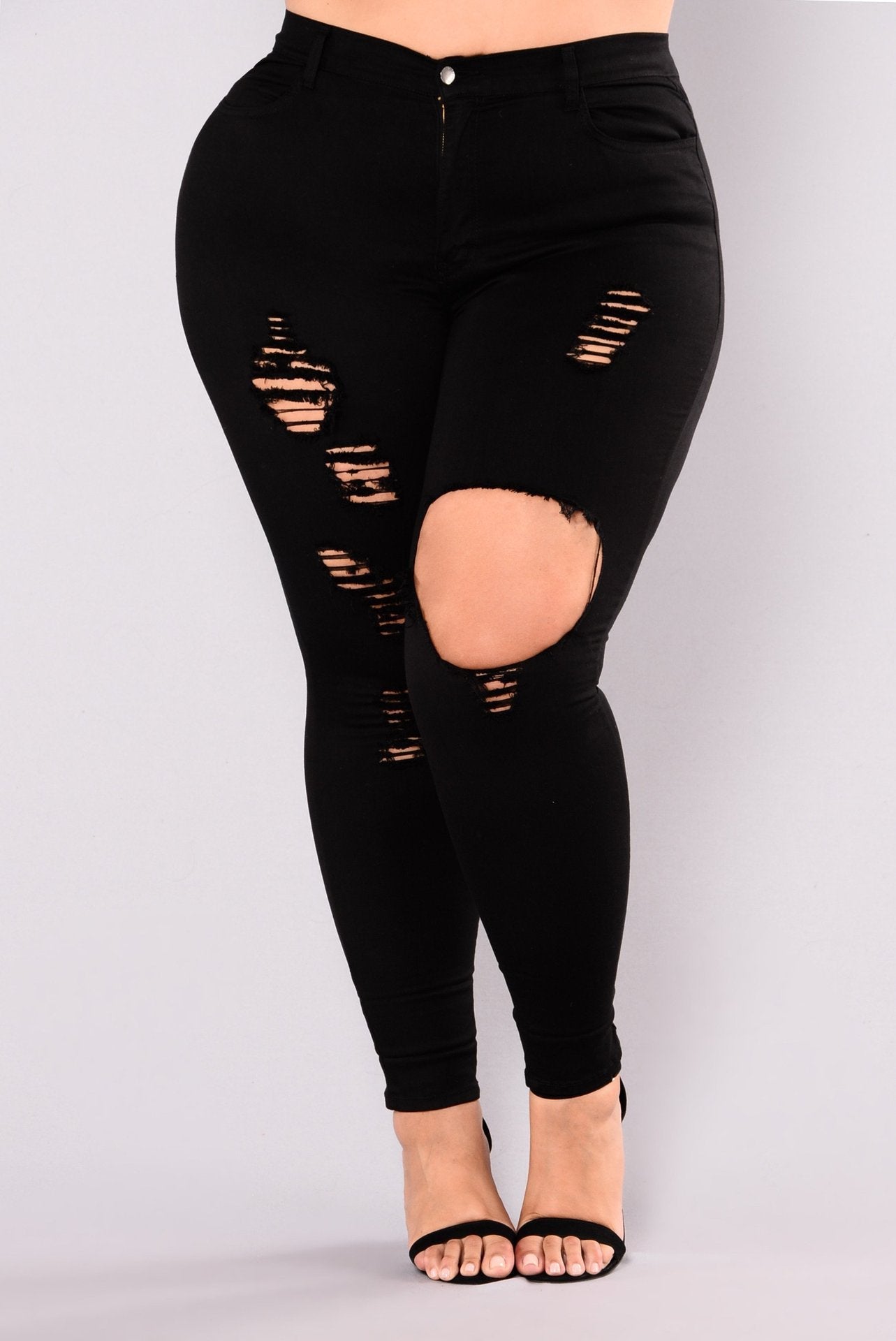 Plus Size Slim Ripped Jeans