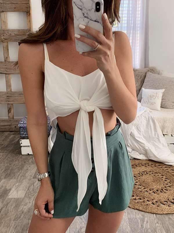 Plus Size Solid color sexy halter top Women vests
