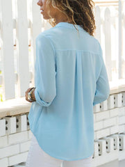 Plain Long Sleeve Woman Turn down collar Blouses