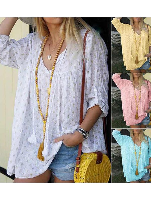 Plus size Lady's star printed fashion Long sleeve Blouses