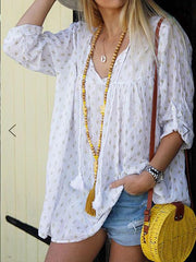 Plus size Lady's star printed fashion Long sleeve Blouses