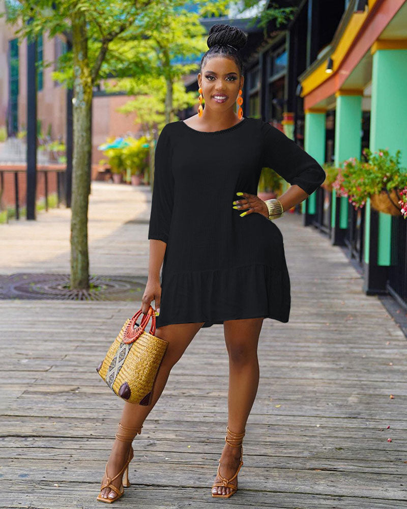 Solid Short Sleeve Tee Dress