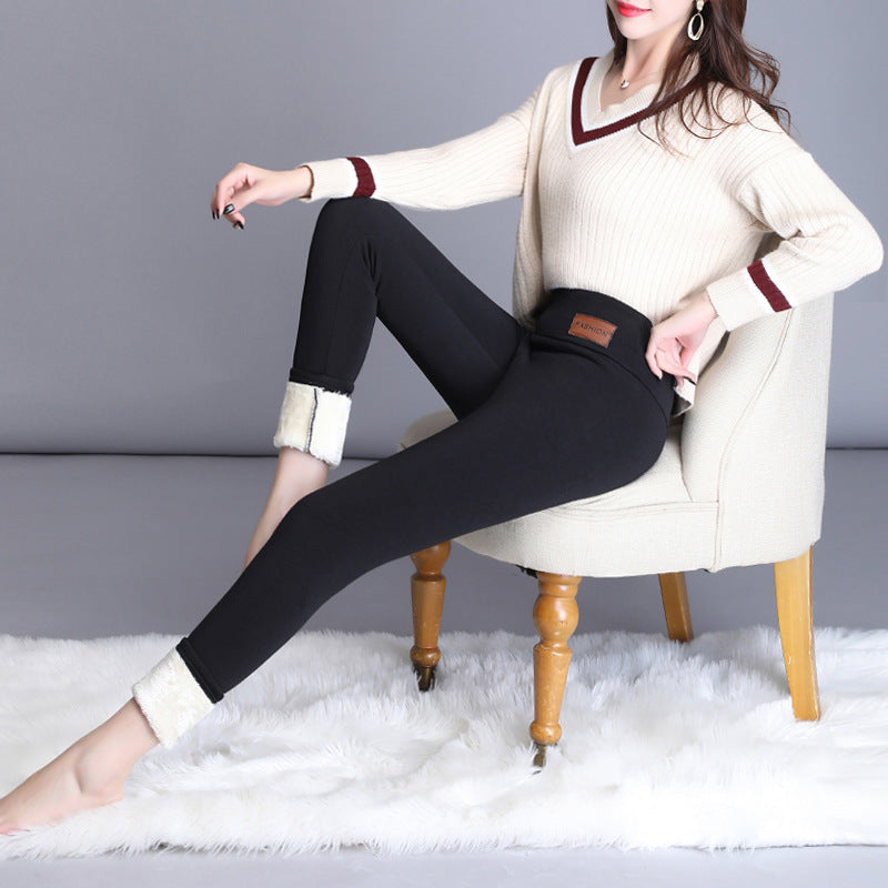 Winter tight warm thick cashmere pants