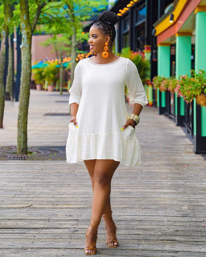 Solid Short Sleeve Tee Dress