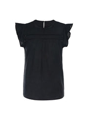 Plain color patchwork collar petal short sleeve T-shirts
