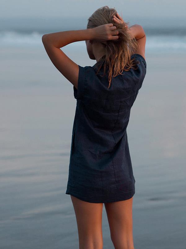 Plain Short Sleeve Cotton Linen Blouses