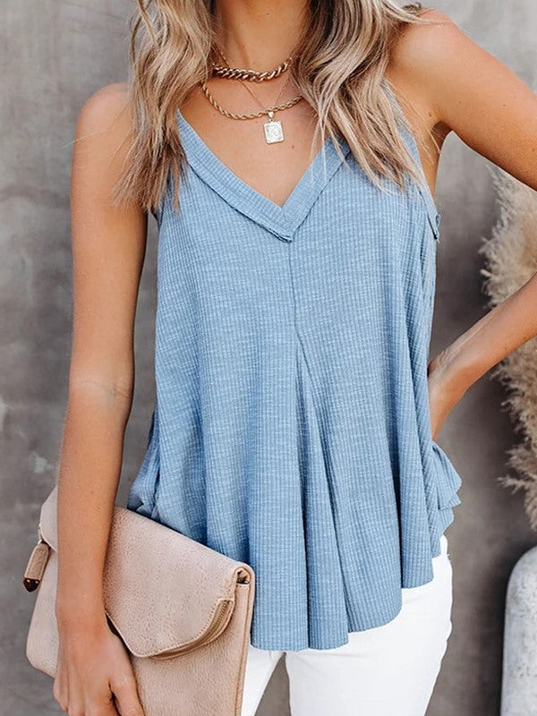 Plain v neck sleeveless vests for Summer