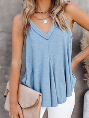 Plain v neck sleeveless vests for Summer