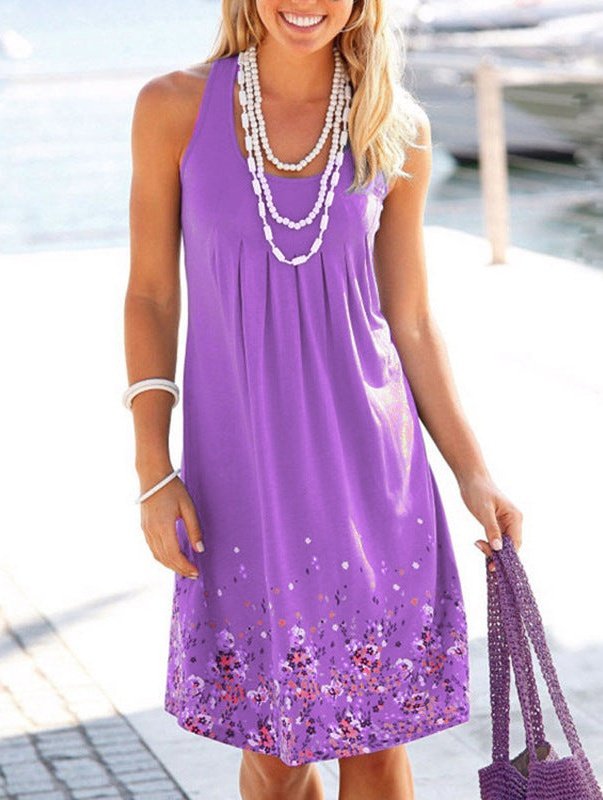 Printed Sleeveless Loose Dress