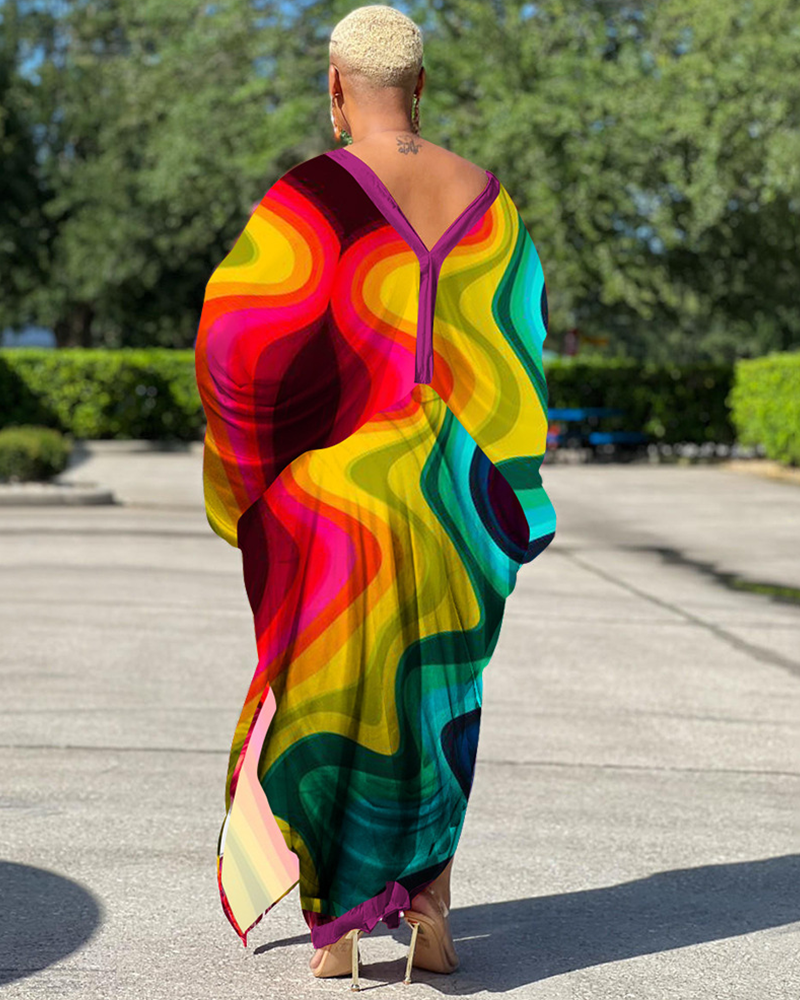 Oversize Bright Sea Of Colors Kaftan