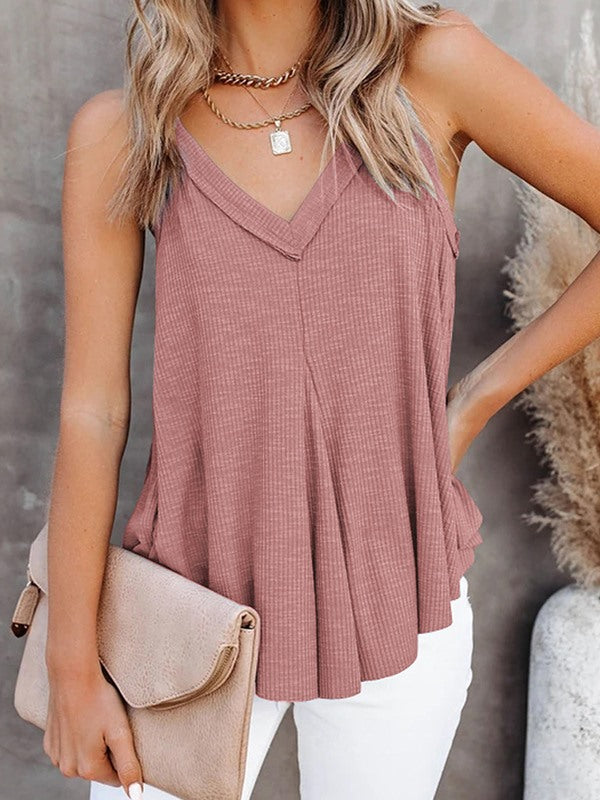 Plain v neck sleeveless vests for Summer