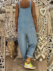 Plus Size Loose Cowboy Cotton Jumpsuit