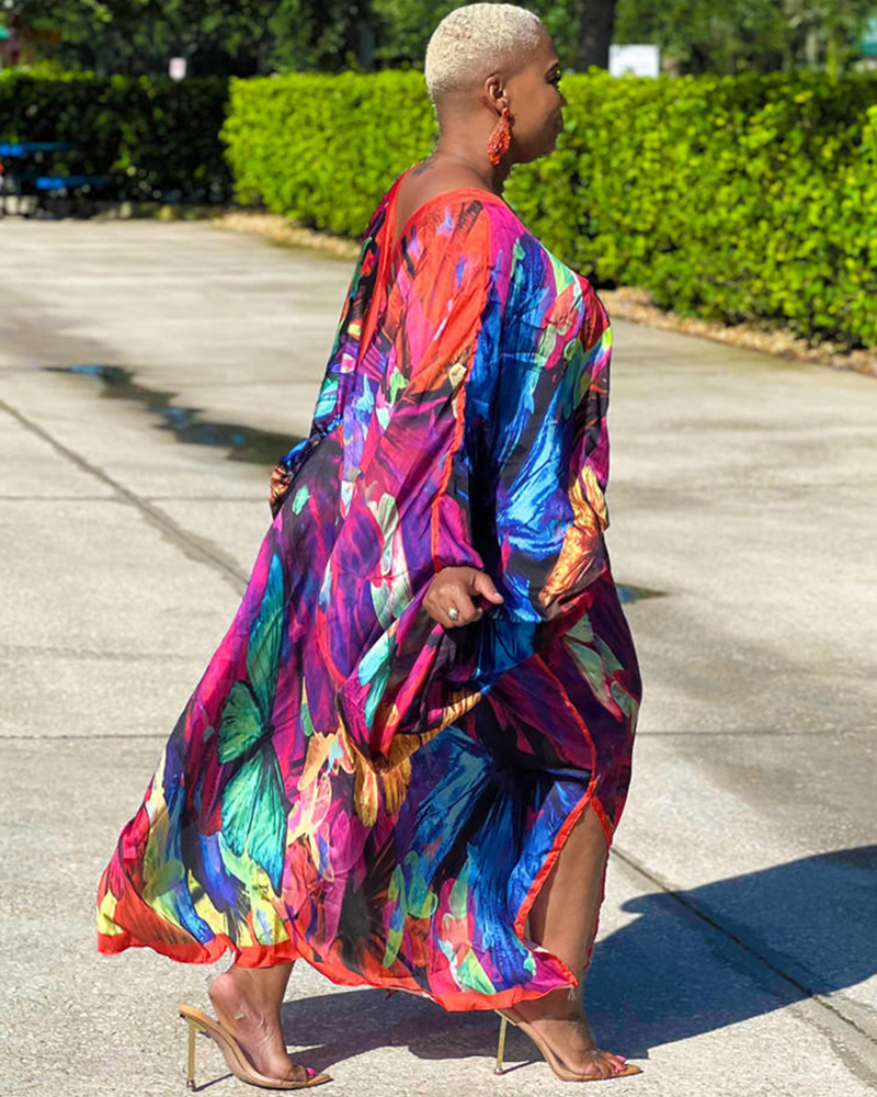 Oversize Bright Sea Of Colors Kaftan