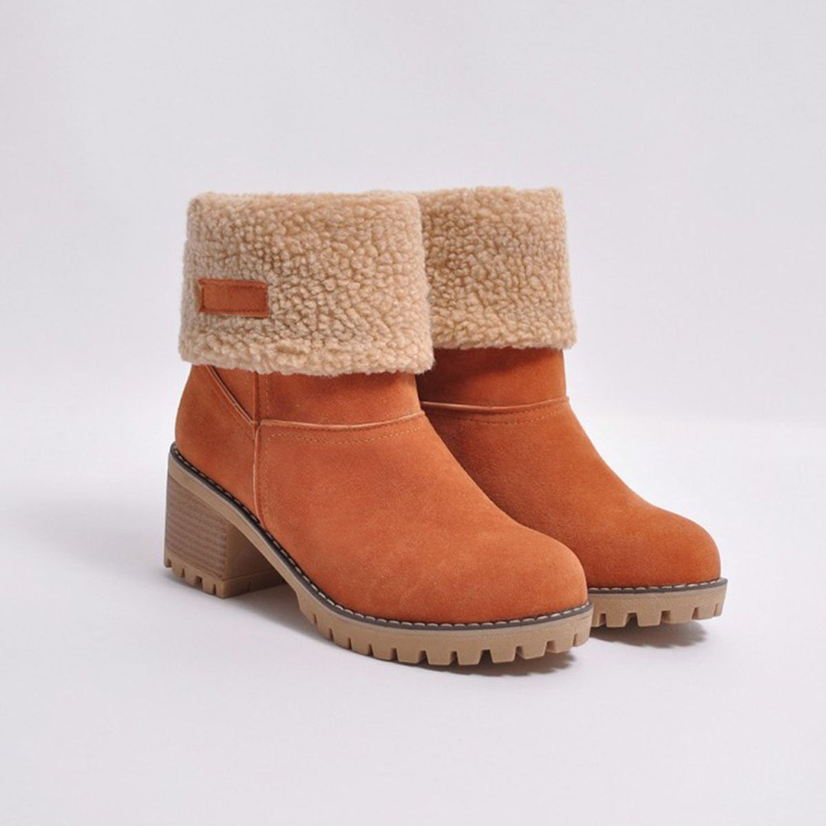 Plain Chunky Mid Heeled Date Ankle Boots