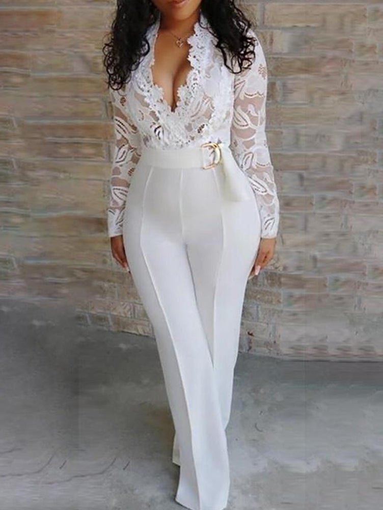 White Lace Party Jumpsuit