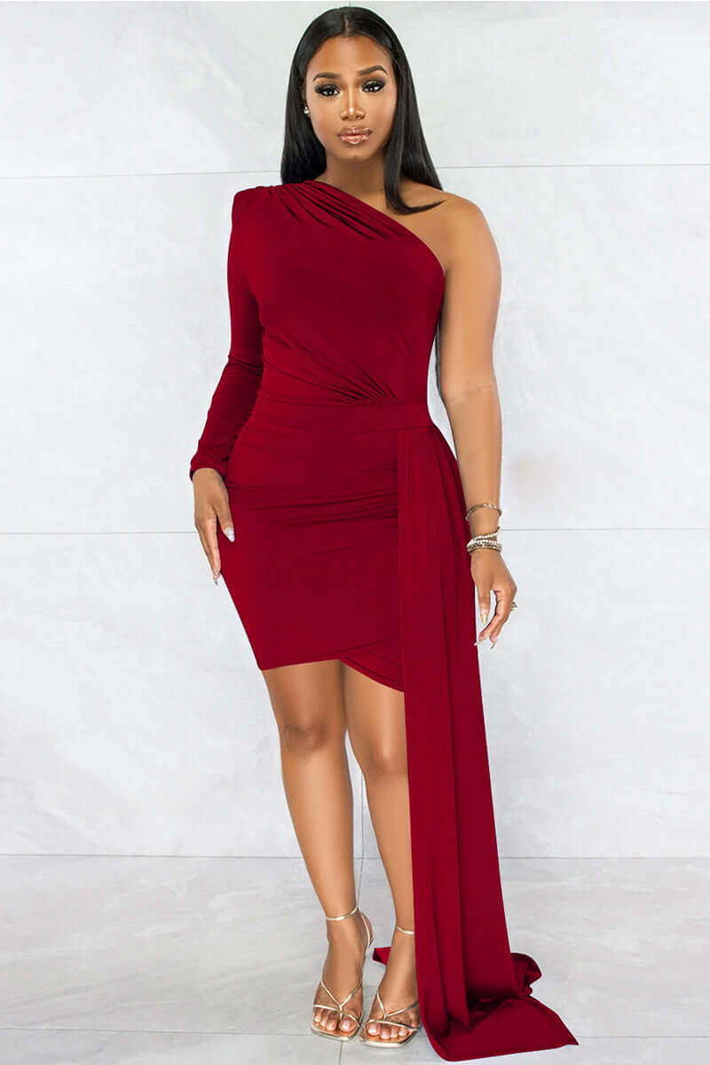 Sexy Asymmetric Lines Mini Dress