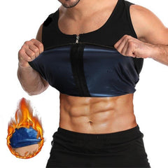 Men Sweat Zipper Vest Body Shapewear Waist Trainer Belt Slimming Suits