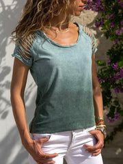 Pure cotton short sleeve gradient ramp high quality T-shirt