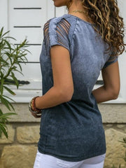 Pure cotton short sleeve gradient ramp high quality T-shirt