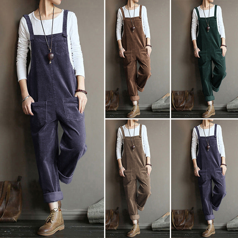 Wide Leg Corduroy Overalls