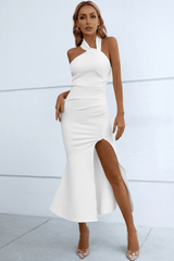 Maribel Halter High Split Bandage Dress