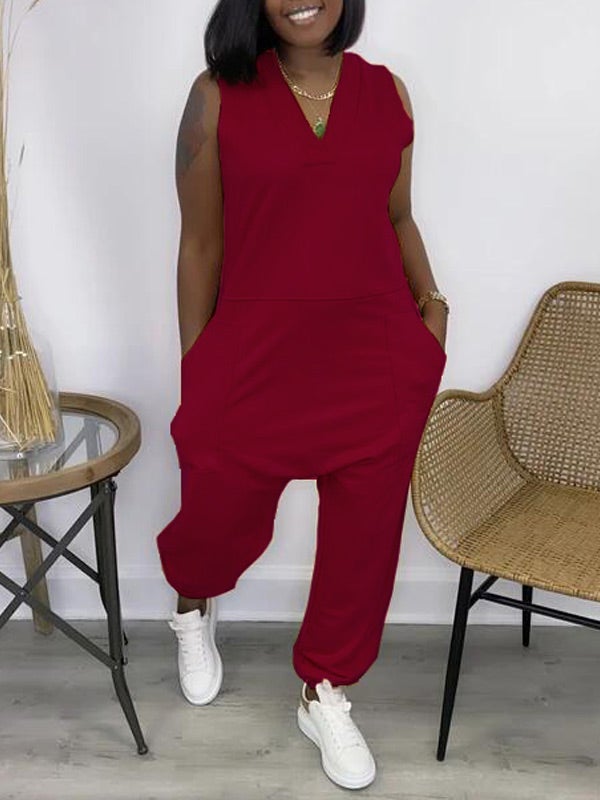 V-Neck Sleeveless Jumpsuit